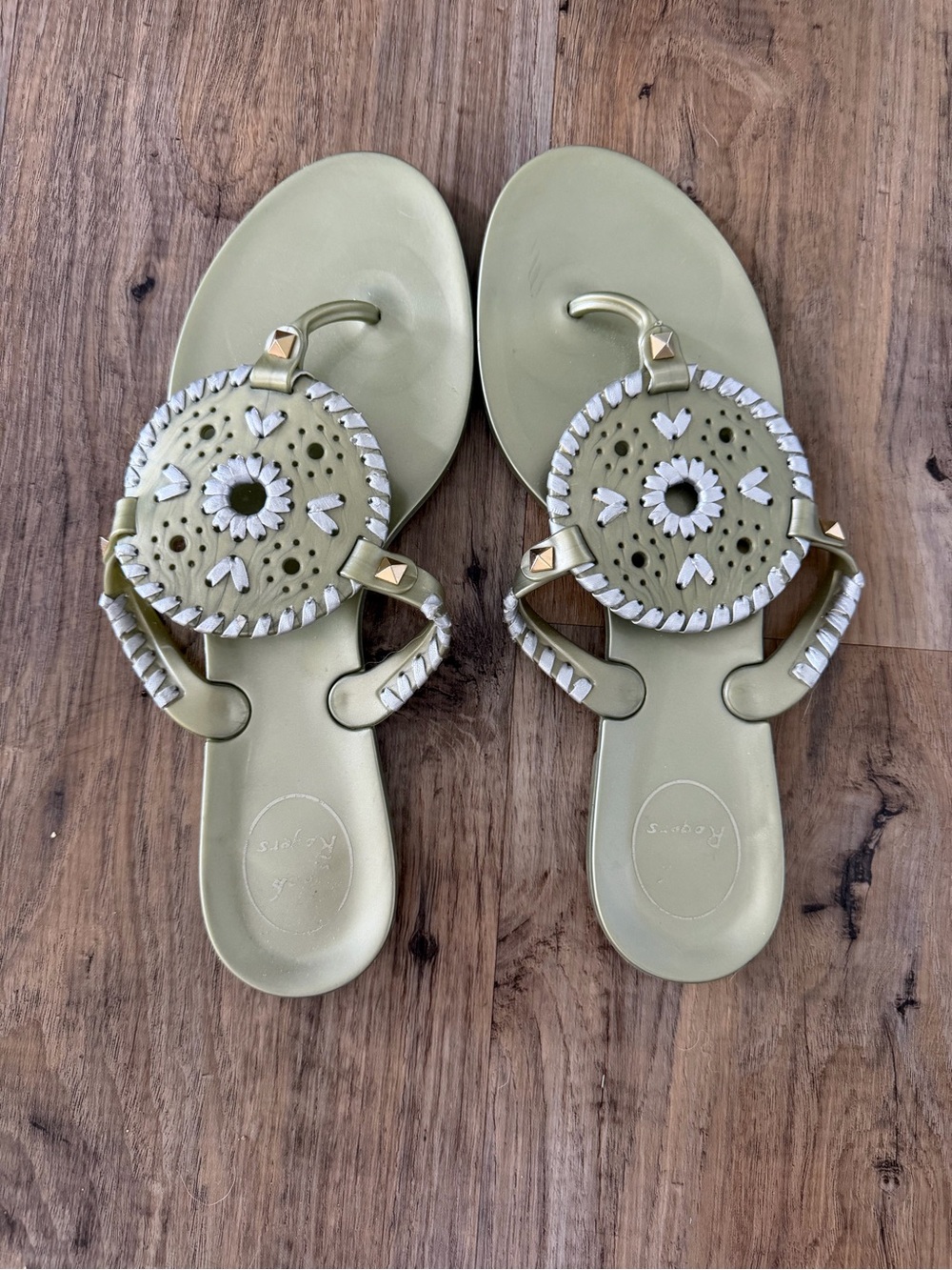 Jack Rogers Olive Green Woven Medallion Sandals